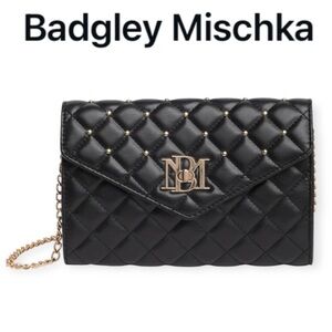 BADGLEY MISCHKA COLLECTION BLACK DIAMOND QUILTED CONVERTIBLE CROSSBODY BAG *NWT*